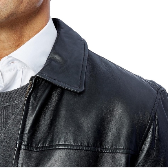 EXCELLED • Men’s Black Leather Motorcycle Biker Jacket - Picture 4 of 9